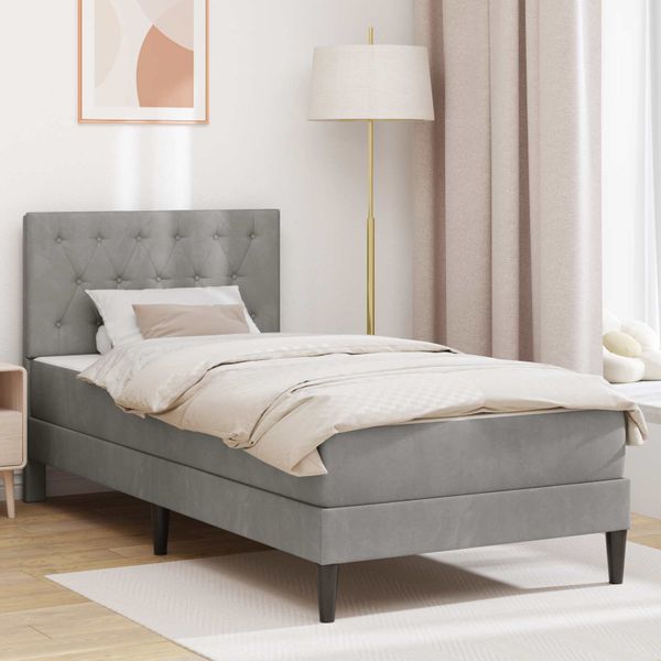 vidaXL Rám postele s matracom Svetlosivá 90 x 190 cm Zamat