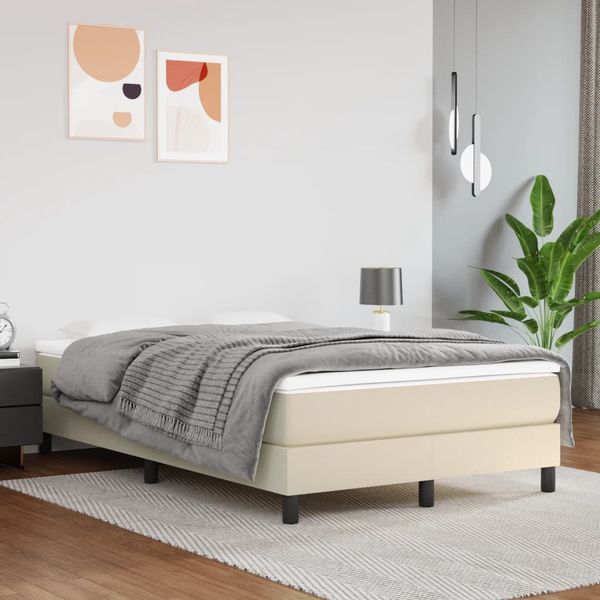 vidaXL Matrac s taštičkovými pružinami stredná tvrdosť krémový 120x200x20cm umelá koža