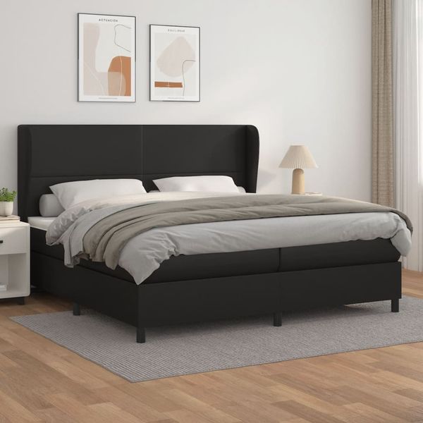 vidaXL Boxspring posteľ s matracom čierna 200x200 cm umelá koža
