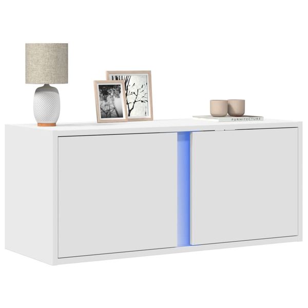 vidaXL TV nástenná skrinka s LED svetlami biela 80x31x35 cm