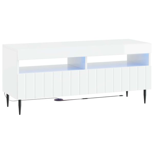 vidaXL LED TV kabinet Biela s vysokým leskom Kompozitné drevo