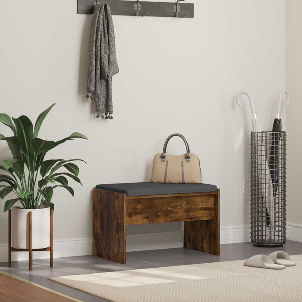 vidaXL Predsieňová lavica s vankúšom Dymová dub 63 x 38 x 40 cm