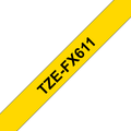 Brother - Originální kazeta s páskou TZ-FX611,  černý tisk na žluté, šířka 6 mm