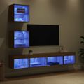 vidaXL TV nástenné jednotky s LED 5 ks Remeselný dub Kompozitné drevo