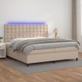 vidaXL Boxspring posteľ matrac a LED kapučínová 200x200 cm umelá koža