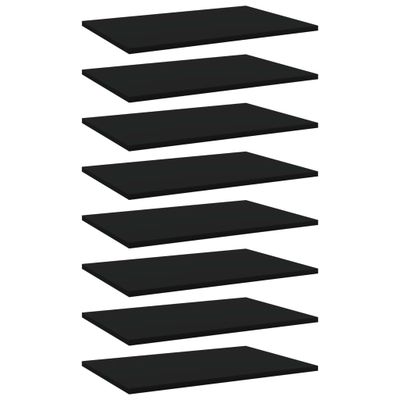 vidaXL Prídavné police 8 ks, čierne 60x40x1,5 cm, drevotrieska