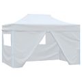 vidaXL Skladací párty stan so 4 stenami 3x4,5 m, biely
