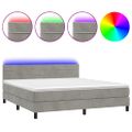 vidaXL Posteľ boxsping s matracom a LED bledosivá 180x200 cm zamat