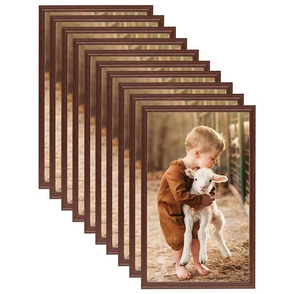 vidaXL Fotorámiky na stôl, koláž 10 ks, hnedé 13x18 cm, MDF