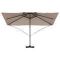 vidaXL Slnečník 351 x 250 x 260 cm Polyester a hliník Sivohnedá