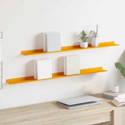 vidaXL Závesná polica 2 pcs Horčicová žltá 100 x 9 x 2,5 cm Oceľ