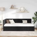 vidaXL Rohový rám postele s čelnou doskou Čierna 90 cm x 190 cm Zamat