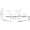 vidaXL Kovový rám postele s predným a zadným čelom biely 200x200 cm
