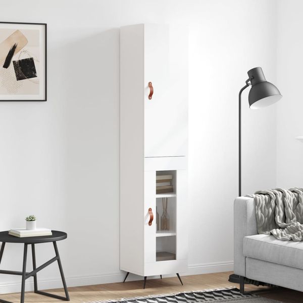 vidaXL Vysoká skrinka biela 34,5x34x180 cm spracované drevo