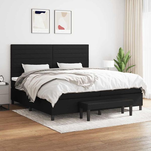vidaXL Boxspring posteľ s matracom čierna 200x200 cm látka