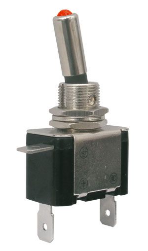 Prepínač páčkový   2pol./2pin  ON-OFF 12VDC/25A  LED červená