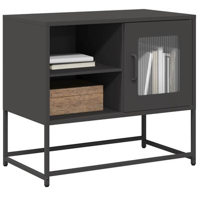 vidaXL TV skrinka čierna 68x39x60,5 cm oceľ