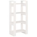 vidaXL Knižnica/deliaca stena biela 60x35x125 cm masívne drevo