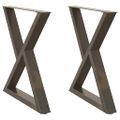 vidaXL Nohy k jedálenskému stolu 2 ks, prírodná oceľ 70 x (72-73,3) cm, oceľ