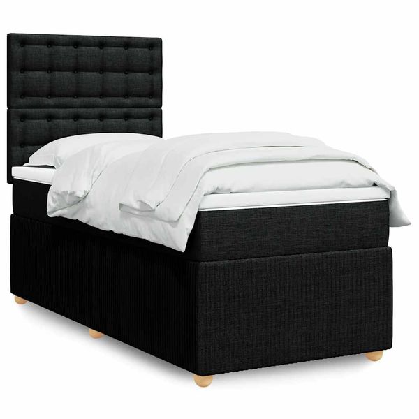 vidaXL Boxspring posteľ s matracom čierna 100x200 cm látka