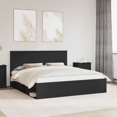vidaXL Rám postele Čierna 200 x 200 cm Masívne borovicové drevo