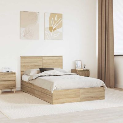 vidaXL Úložná posteľ Sonoma dub 120 x 200 cm Kompozitné drevo