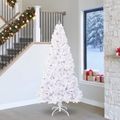 vidaXL Umelý vianočný stromček s 300 LED-i Biela 240 cm PVC a oceľ