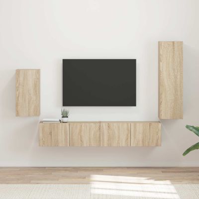 vidaXL Zostava TV skriniek Nástenný 4 pcs Sonoma dub Kompozitné drevo