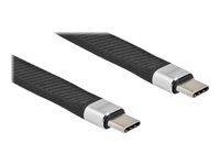 Delock - USB kábel - USB-C (M) do USB-C (M) - USB 3.2 Gen 2 - 20 V - 5 A - 13 cm - plochý - čierna