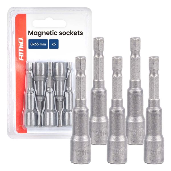 Sada magnetických nástrčných kľúčov 5 ks. 8×65mm AMIO-04938
