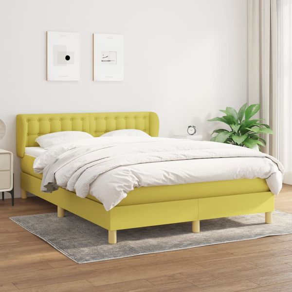 vidaXL Boxspring posteľ s matracom zelená 140x190 cm látka