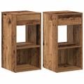 vidaXL Nočné skrinky so zásuvkou 2 ks staré drevo 35x34x66,5 cm