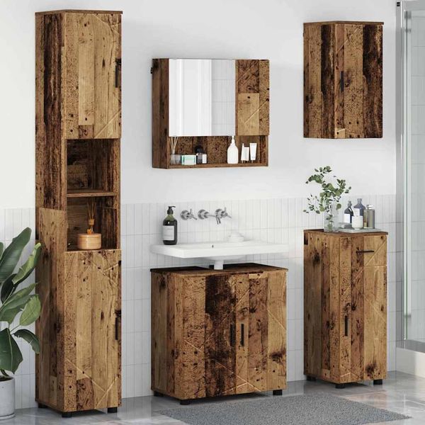 vidaXL Sada kúpeľňového nábytku so zásuvkou Nástenný 5 pcs Staré drevo