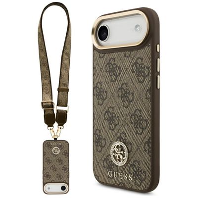Puzdro Guess 4G Strass Logo & Big Strap Metal Buttons MagSafe pre iPhone Air hnedá