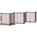 vidaXL Brána pre psa s dvere sklad. 9 pan. hnedá 450 cm topoľové drevo