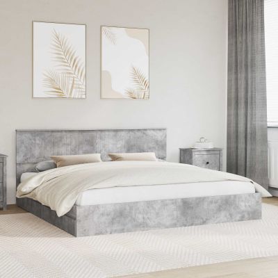 vidaXL Úložná posteľ Betónová šedá 200 x 200 cm Kompozitné drevo