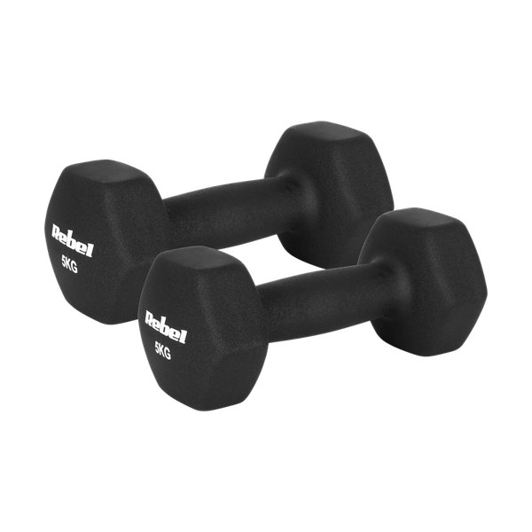 Činky REBEL ACTIVE RBA-2330-5 litinové neoprenové HEX 2x5 kg