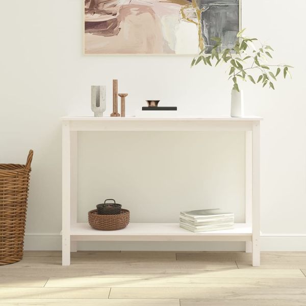 vidaXL Konzolový stolík biely 110x40x80 cm masívne borovicové drevo