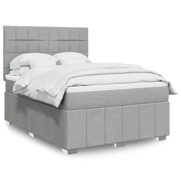 vidaXL Boxspring posteľ s matracom svetlosivá 100x200 cm látka