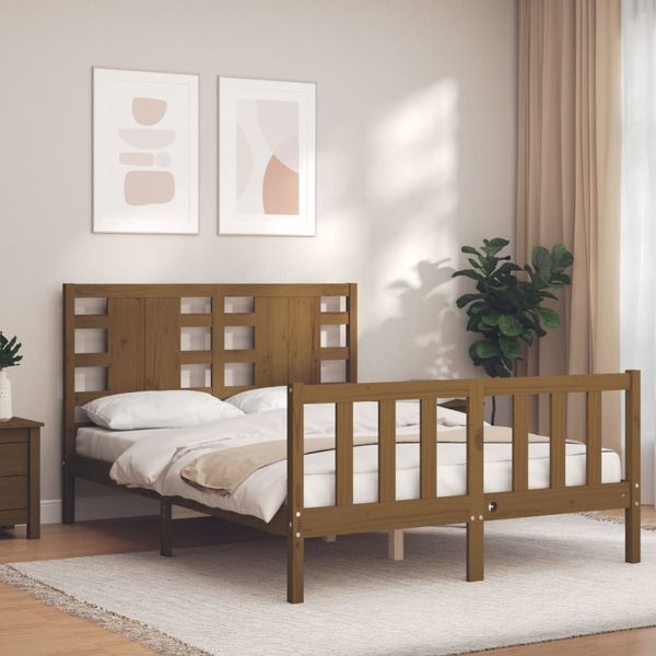 vidaXL Rám postele s čelom medovohnedý 140x190 cm masívne drevo