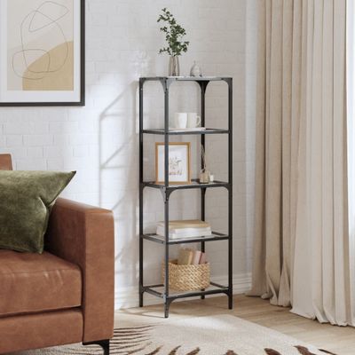 vidaXL Úložný regál s priehľadnou sklenenou doskou 40x30x123 cm oceľ