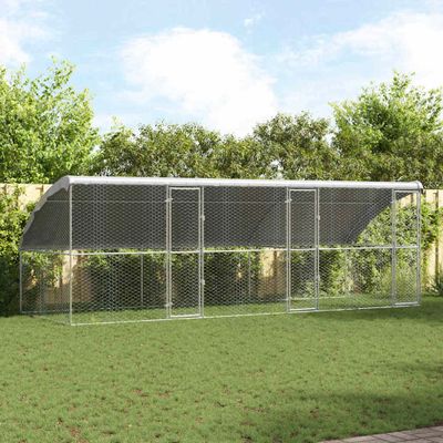 vidaXL Psí kennel 3 pcs Strieborná 6 x 2 x 2 m Pozinkovaná oceľ