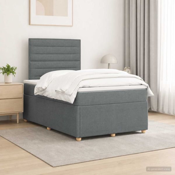 vidaXL Posteľ boxspring s matracom Tmavosivá 120 x 190 cm Látka