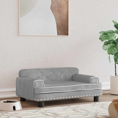 vidaXL Posteľ pre psa bledosivá 70x45x30 cm zamat