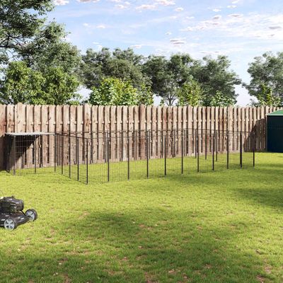 vidaXL Koterec pre psy čierny 19,36 m² oceľ