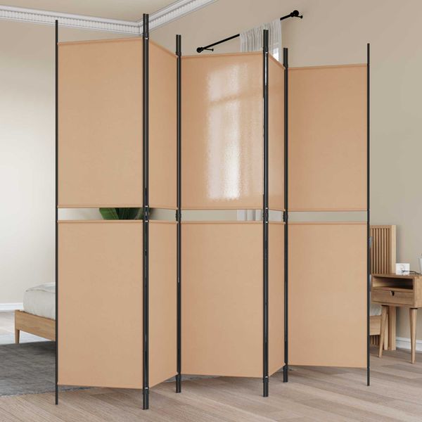 vidaXL 5-panelový paravan Béžová 250 x 200 cm Látka