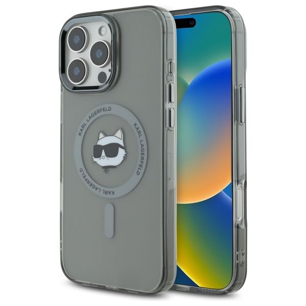 Obal Karl Lagerfeld pre iPhone 16 Pro Max 6,9" KLHMP16XHLSCHK čierny tvrdý IML Metal Choupette Head MagSafe