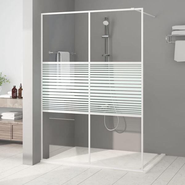 vidaXL Sprchová zástena biela 140x195 cm priehľadné ESG sklo