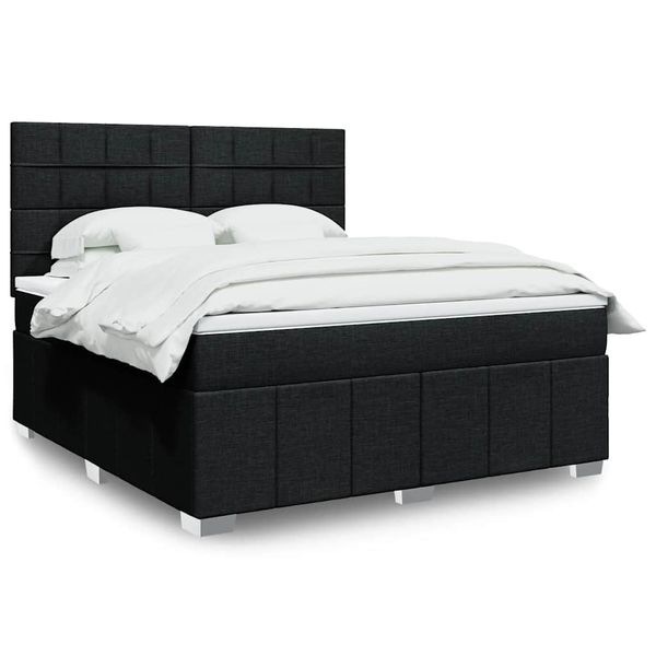 vidaXL Posteľný rám boxspring s matracom čierny 180x200 cm látka