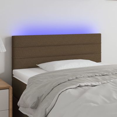 vidaXL Čelo postele s LED tmavohendé 100x5x78/88 cm látka